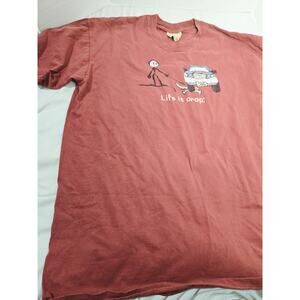 Vintage Life Is Crap Sz L 100% Cotton Dog Red T Shirt Mens Crusher Tee Y2K